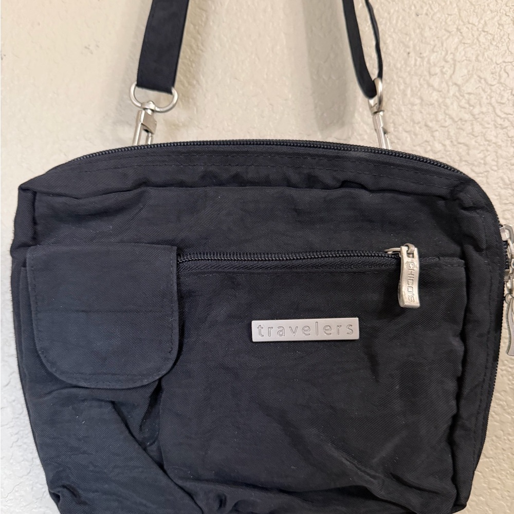 Chico's Black Crossbody Bag with Silver Accents